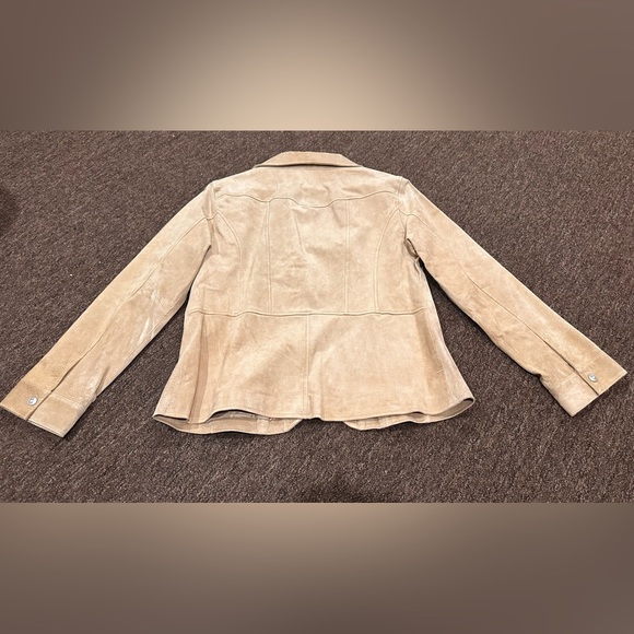 EUC! CERVELLE Women’s Leather Jacket Beige Blazer pickets Soft Suede Lined M - Picture 5 of 5